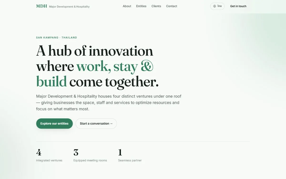 MDH Innovation Hub website — a multi-service business site built by Vibe Crafted Websites